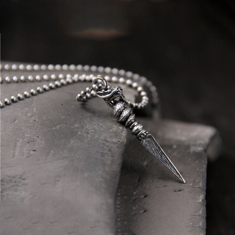 925 Sterling Silver Dragon Protection Necklace Dorje Vajra