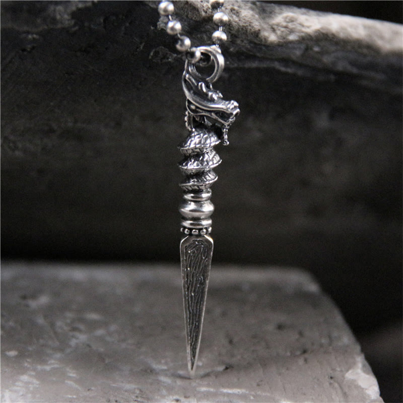 925 Sterling Silver Dragon Protection Necklace Dorje Vajra