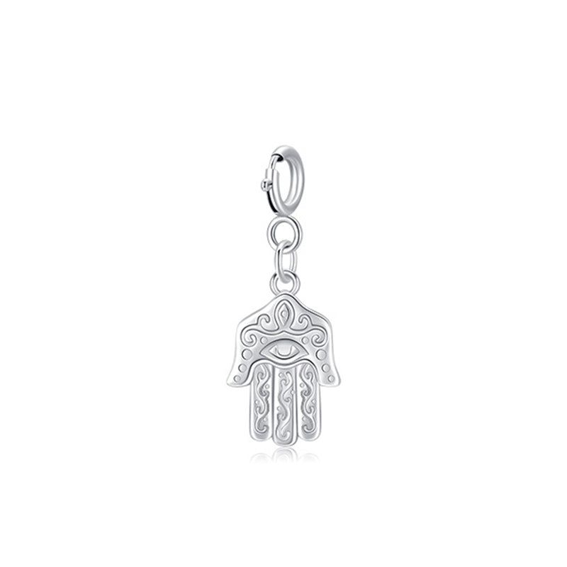 925 Sterling Silver Evil Eye Hamsa Pendant Necklace for Protection
