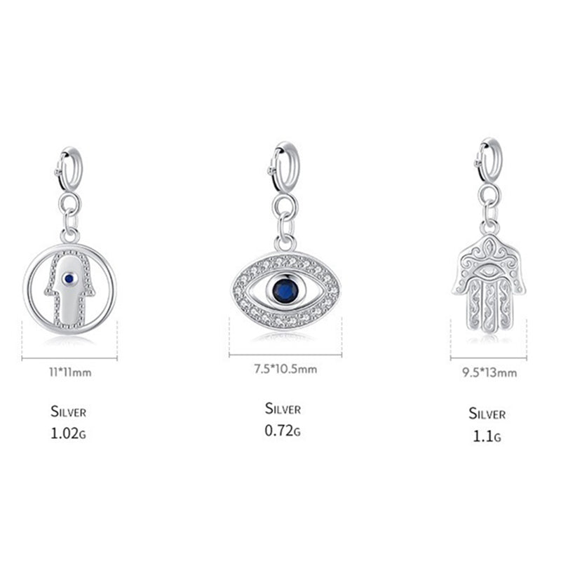 925 Sterling Silver Evil Eye Hamsa Pendant Necklace for Protection