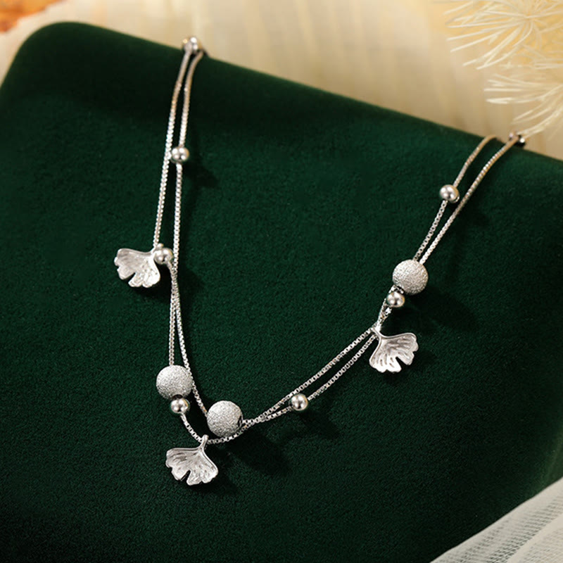 925 Sterling Silver Ginkgo Protection Anklet