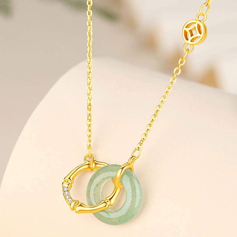 925 Sterling Silver Green Aventurine Peace Buckle Necklace