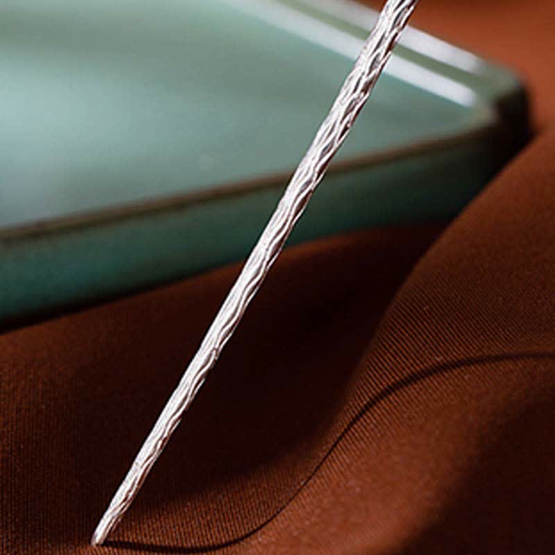 925 Sterling Silver Hetian White Jade Flower Blessing Chinese Hairpin