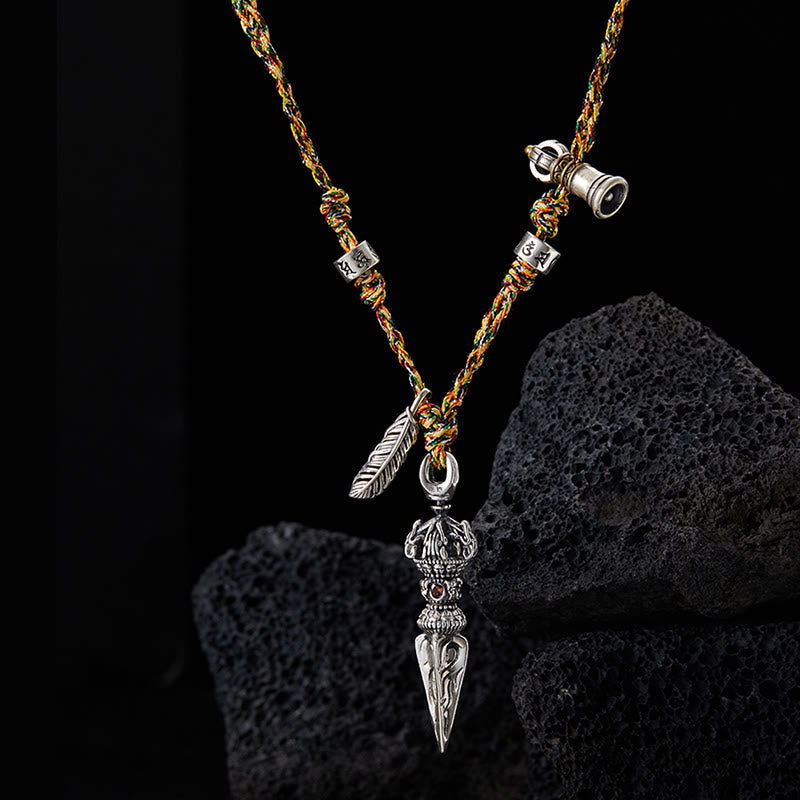 925 Sterling Silver Om Mani Padme Hum Necklace Dorje Vajra Pendant