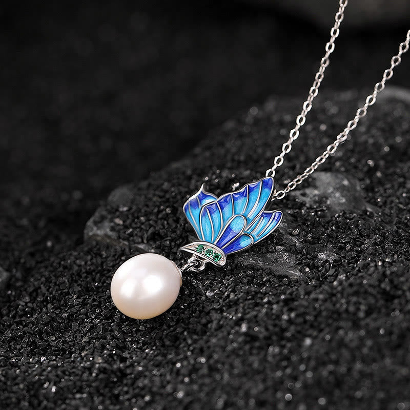 925 Sterling Silver Pearl Butterfly Healing Jewelry Set