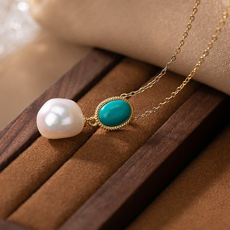 925 Sterling Silver Pearl Turquoise Healing Jewelry Set