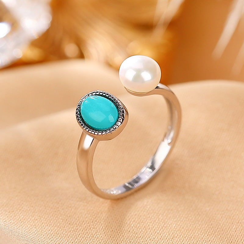 925 Sterling Silver Pearl Turquoise Healing Wisdom Jewelry Set