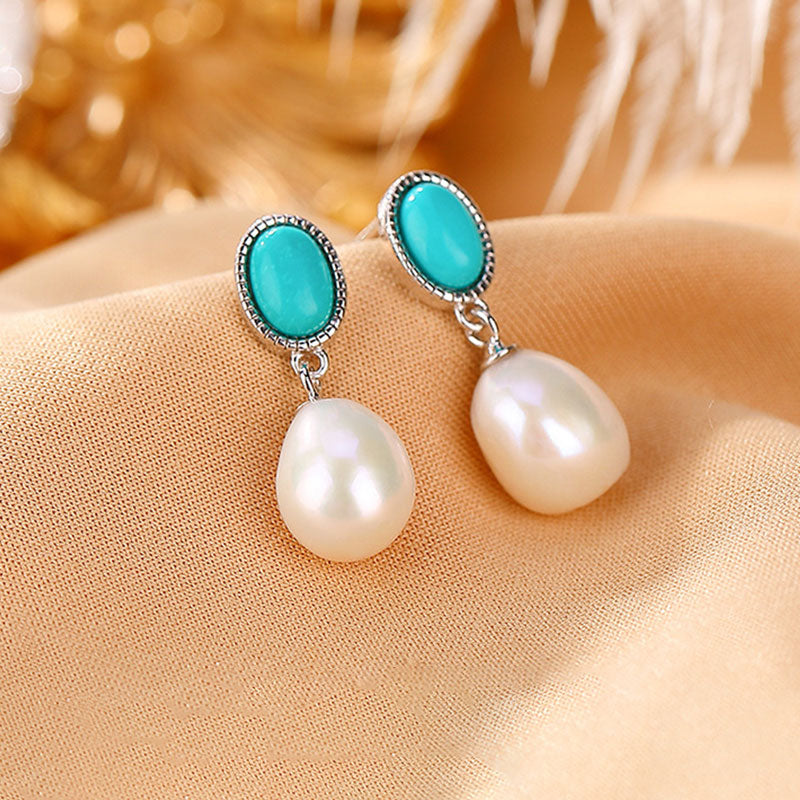 925 Sterling Silver Pearl Turquoise Healing Wisdom Jewelry Set