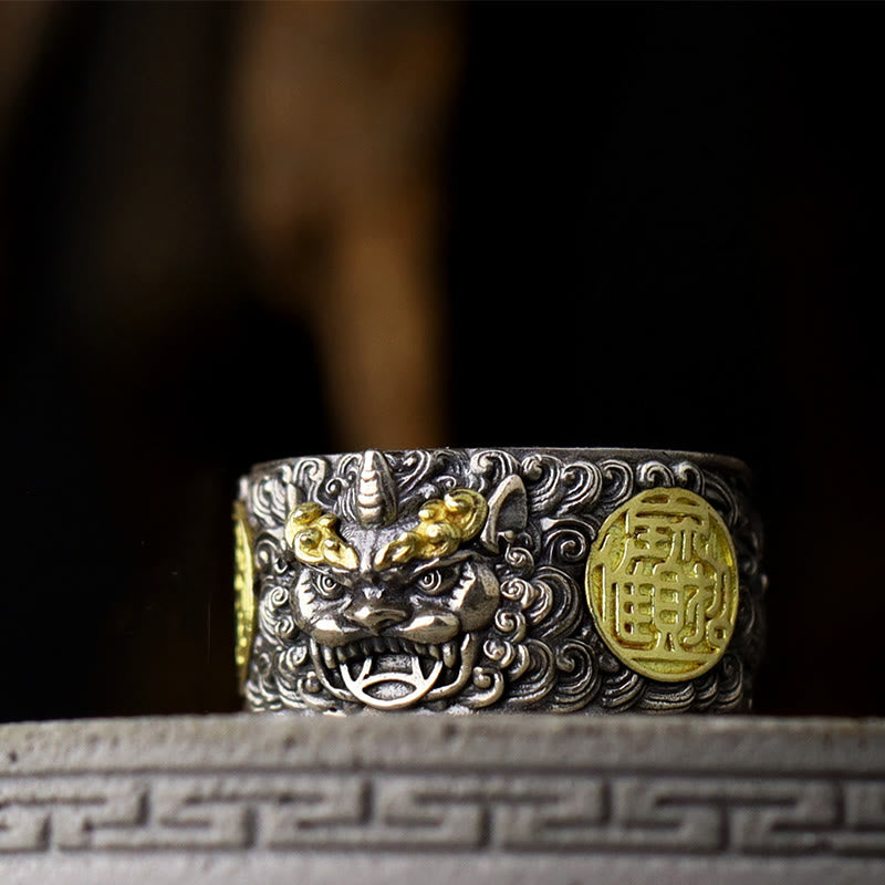 925 Sterling Silver Pixiu Feng Shui Wealth Ring