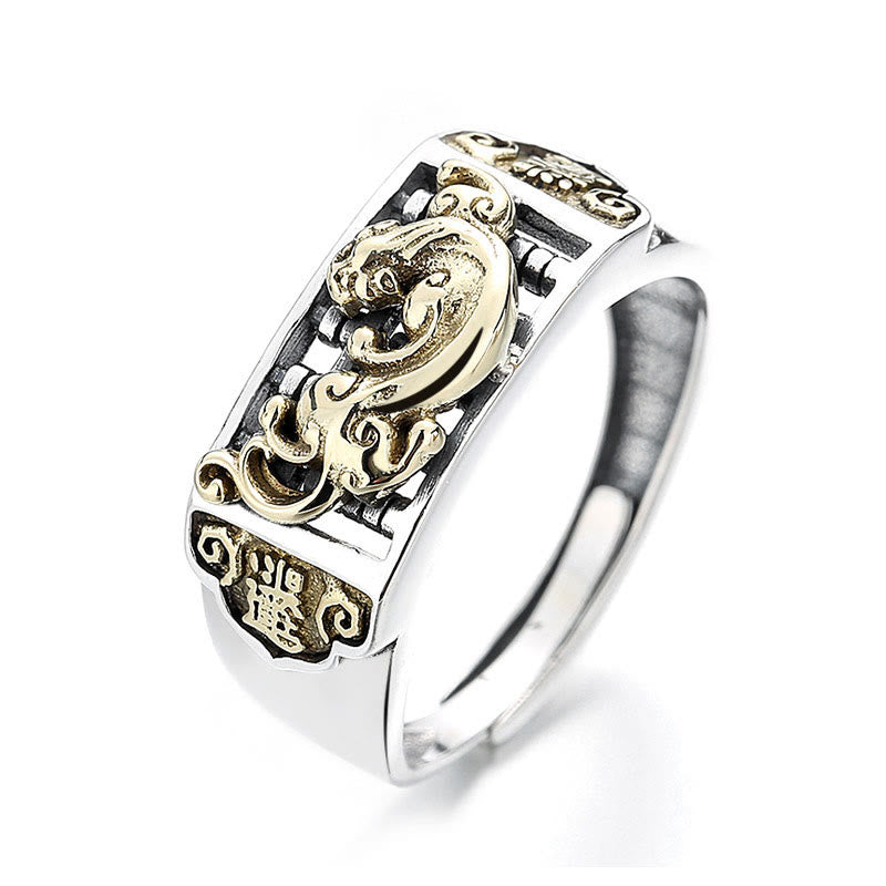 925 Sterling Silver Pixiu Ring | Adjustable Wealth & Luck Charm