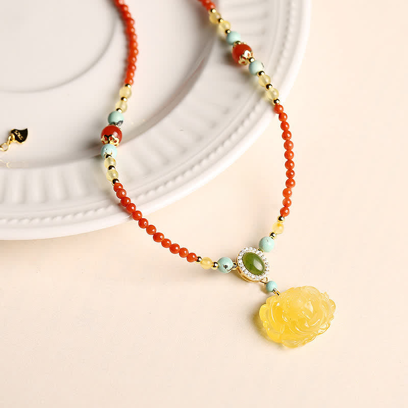 925 Sterling Silver Red Agate Confidence Charm Necklace