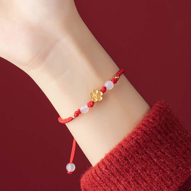 925 Sterling Silver Red Rope Chalcedony Luck Bracelet