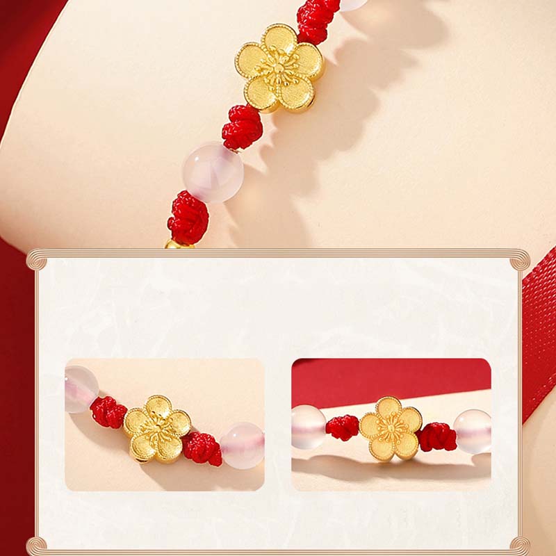 925 Sterling Silver Red Rope Chalcedony Luck Bracelet