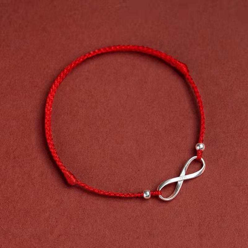 925 Sterling Silver Red String Bracelet Endless Knot Protection