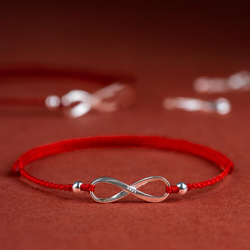 925 Sterling Silver Red String Bracelet Endless Knot Protection