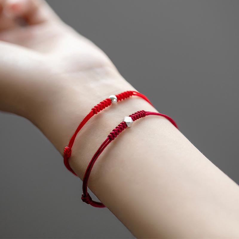 925 Sterling Silver Red String Protection Bracelet Unisex