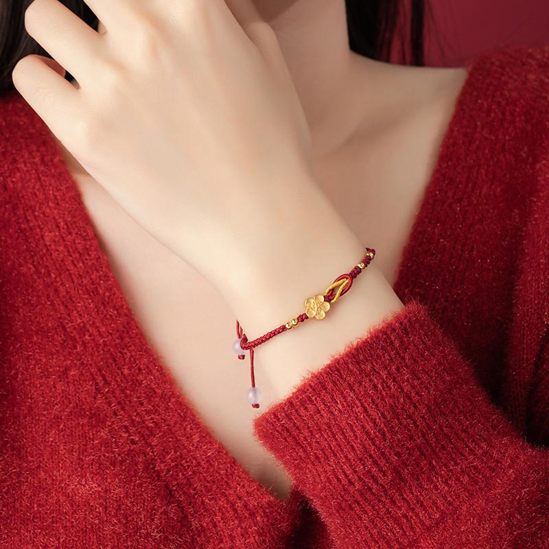 925 Sterling Silver Sakura Chalcedony Luck Bracelet