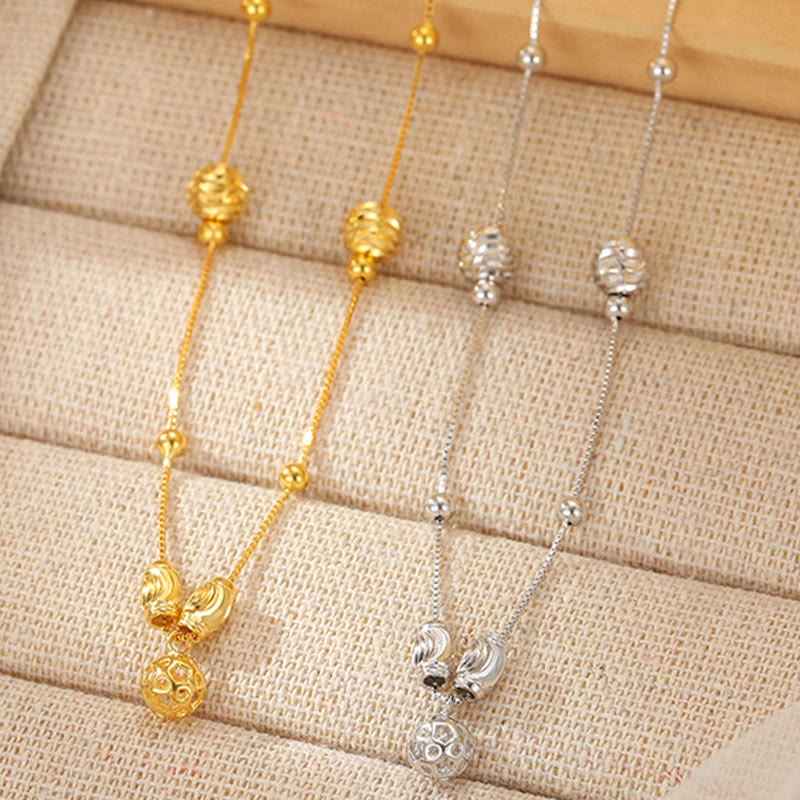 925 Sterling Silver Simple Bead Anklet