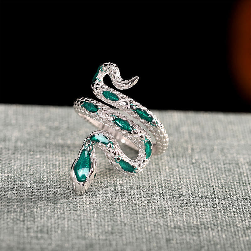 925 Sterling Silver Snake Blessing Ring