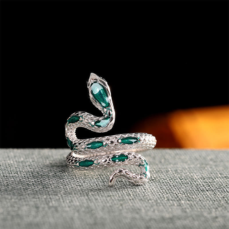 925 Sterling Silver Snake Blessing Ring