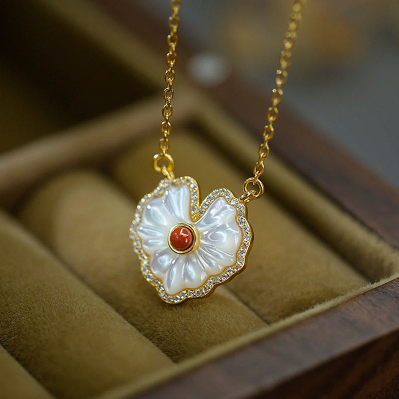 925 Sterling Silver Spiritual Necklace Set with Tridacna Red Agate Lazurite