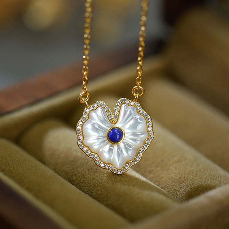 925 Sterling Silver Spiritual Necklace Set with Tridacna Red Agate Lazurite