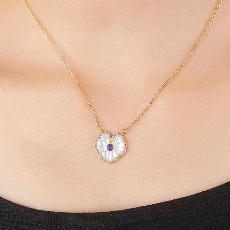 925 Sterling Silver Spiritual Necklace Set with Tridacna Red Agate Lazurite