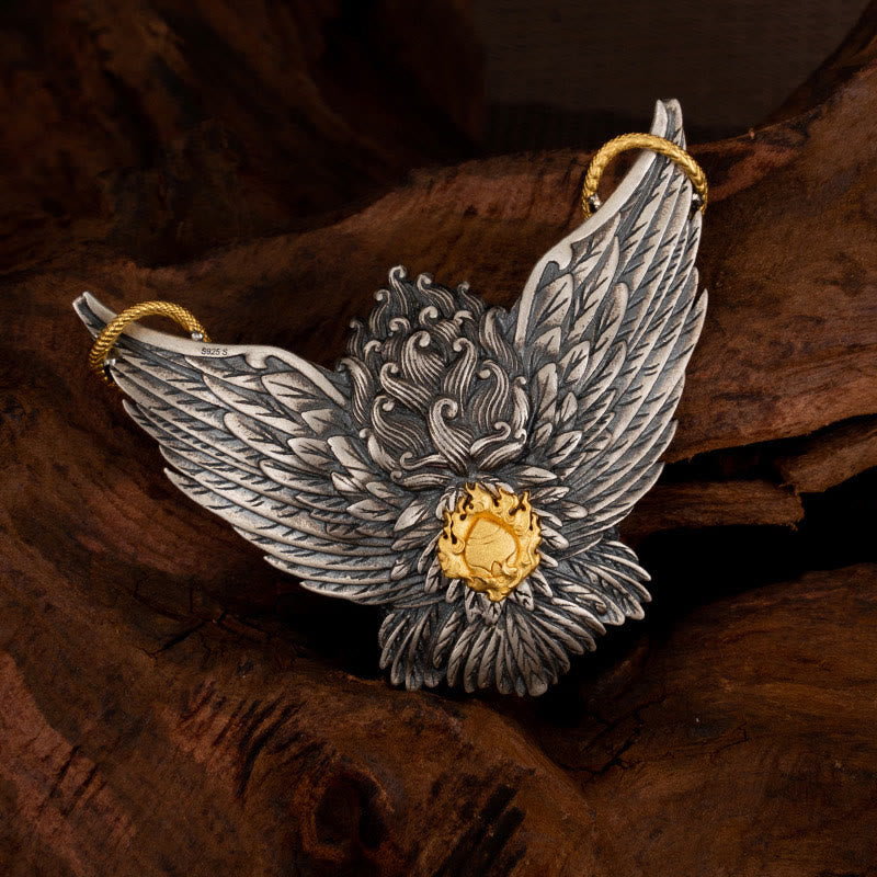 925 Sterling Silver Tibetan Garuda Bird Dragon Snake Wisdom Necklace