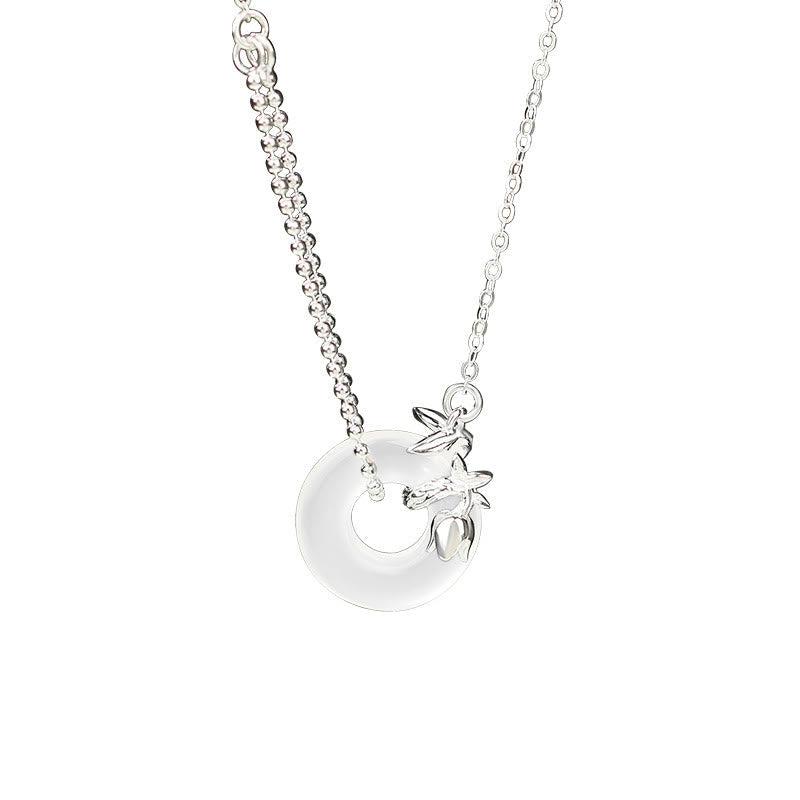 925 Sterling Silver Tulip Chalcedony Peace Buckle Necklace