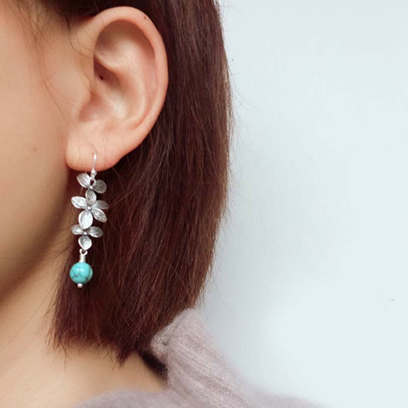 925 Sterling Silver Turquoise Lazurite Serenity Protection Earrings