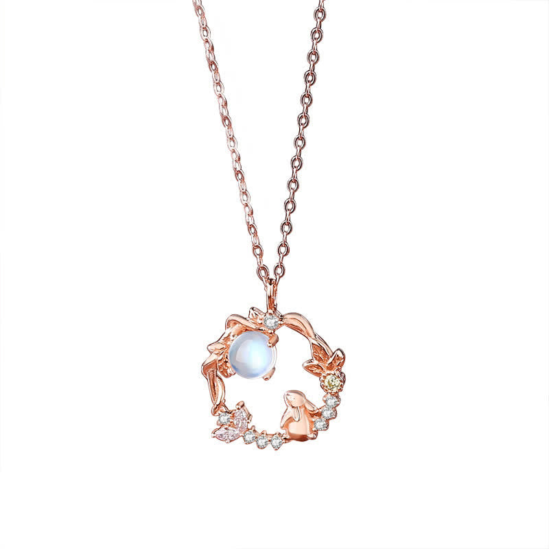 925 Sterling Silver Year of the Rabbit Moonstone Necklace