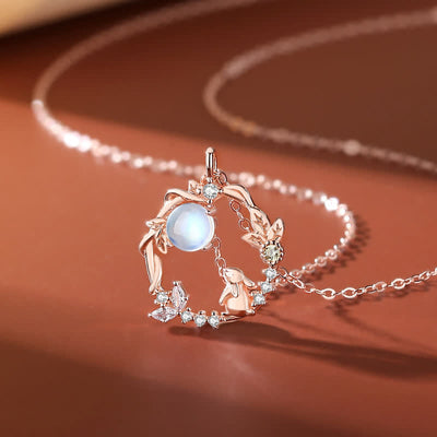 925 Sterling Silver Year of the Rabbit Moonstone Necklace