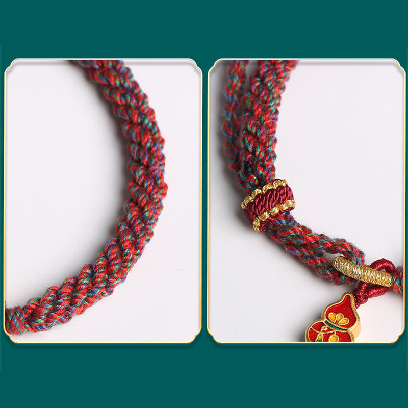 Handmade Colorful Gourd Flower Red String Protection Bracelet