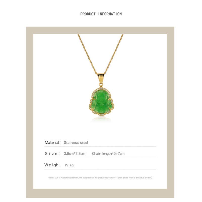 Laughing Buddha Feng Shui Jade Prosperity Necklace