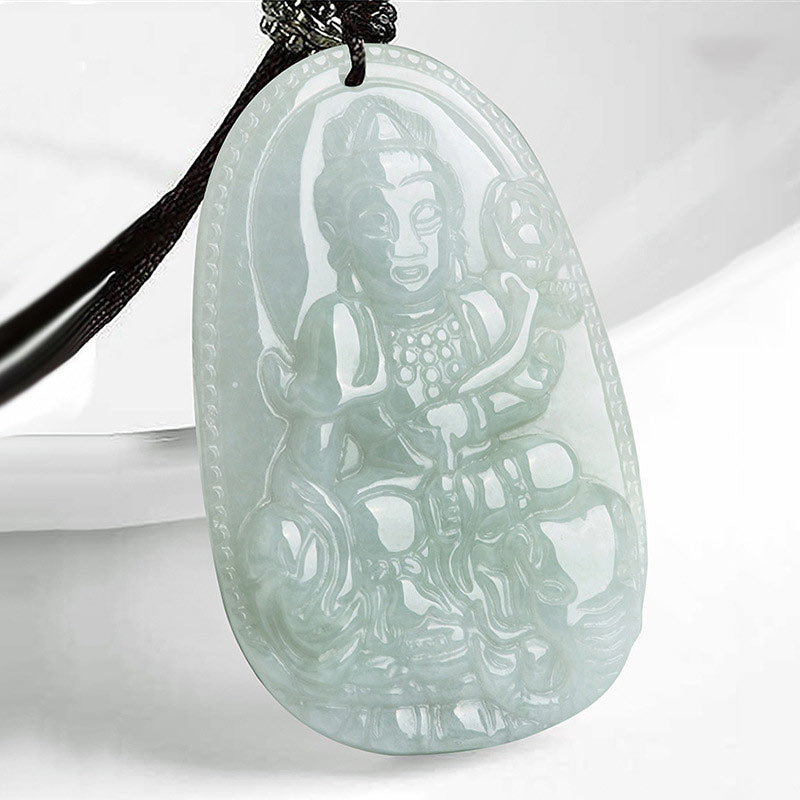 Chinese Zodiac Jade Necklace with Wealth Buddha Pendant