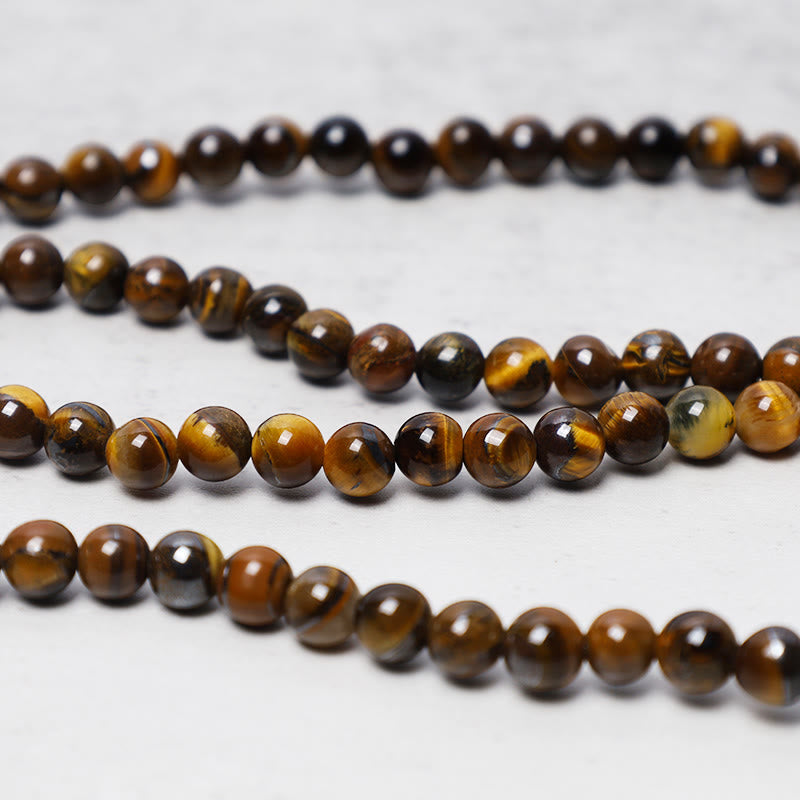 108 Bead Tiger Eye Mala Bracelet for Grounding & Balance