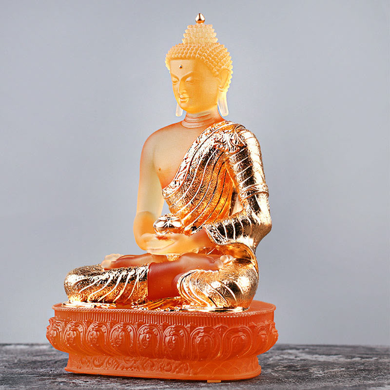 Liuli Buddha Statue Serenity Figurine 15cm Feng Shui Art