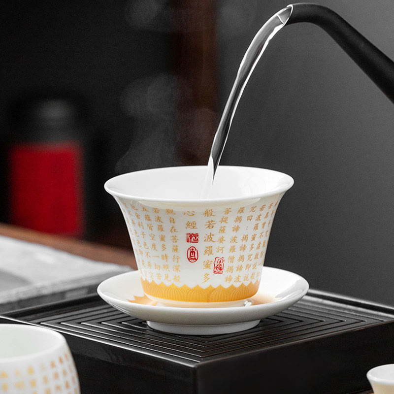 Fu Character Ceramic Gaiwan 150ml Meditation Tea Set