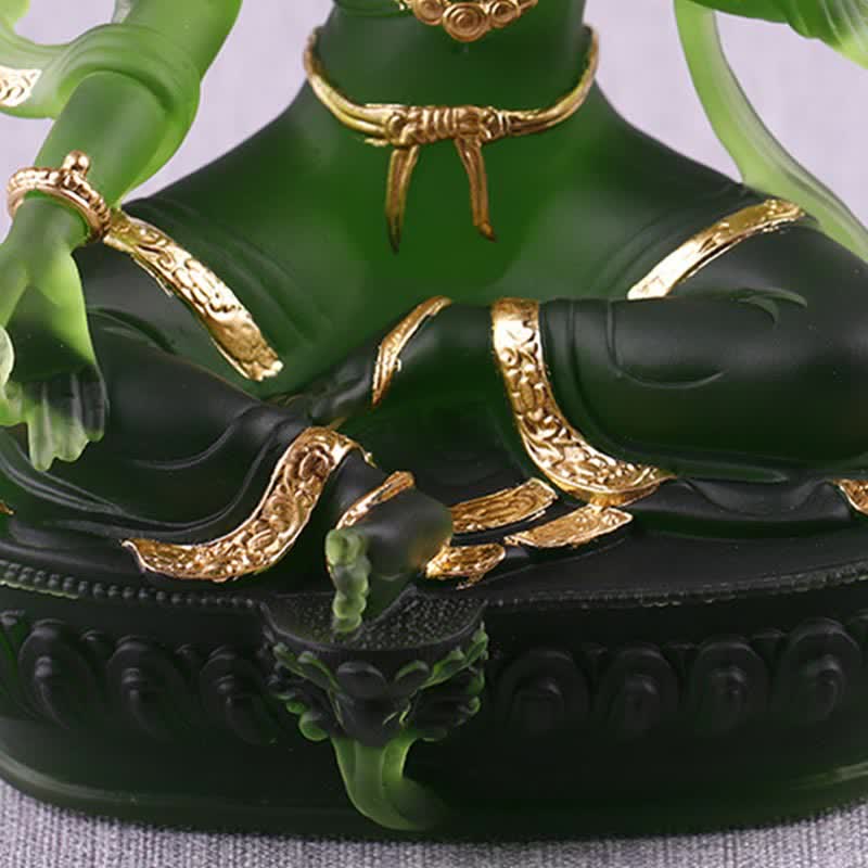 Handmade Liuli Green Tara Buddha Statue | Protection Decor