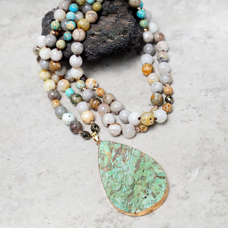 33.5 Inch Picasso Jasper Healing Necklace | Agate Jewelry