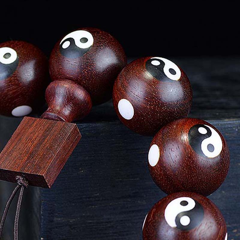 Small Leaf Red Sandalwood Yin Yang Bracelet 20mm