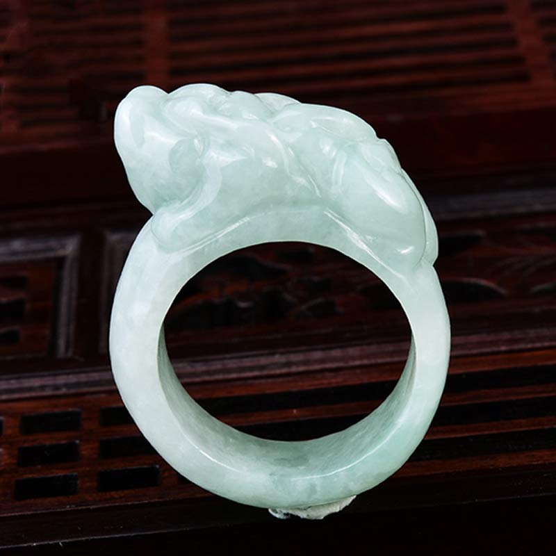 Jade Fengshui Wealth PiXiu Luck Ring for Prosperity