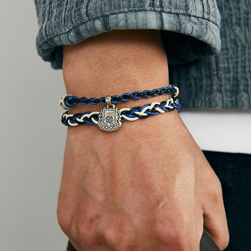 16cm Sterling Silver Om Mani Padme Hum Protection Bracelet