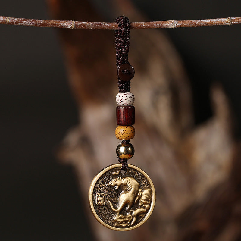 Copper Chinese Zodiac Keychain for Luck & Balance