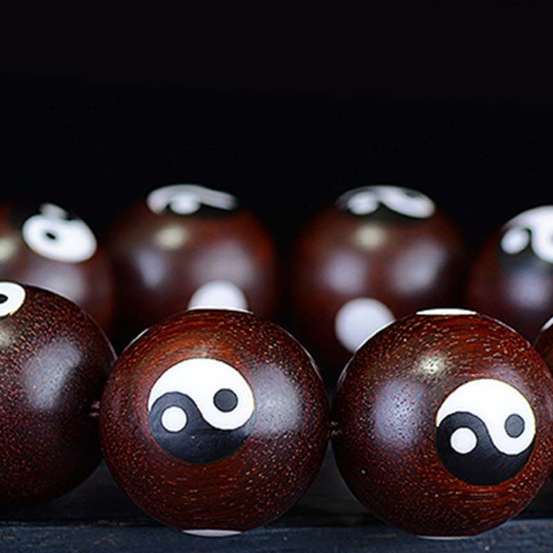 Small Leaf Red Sandalwood Yin Yang Bracelet 20mm