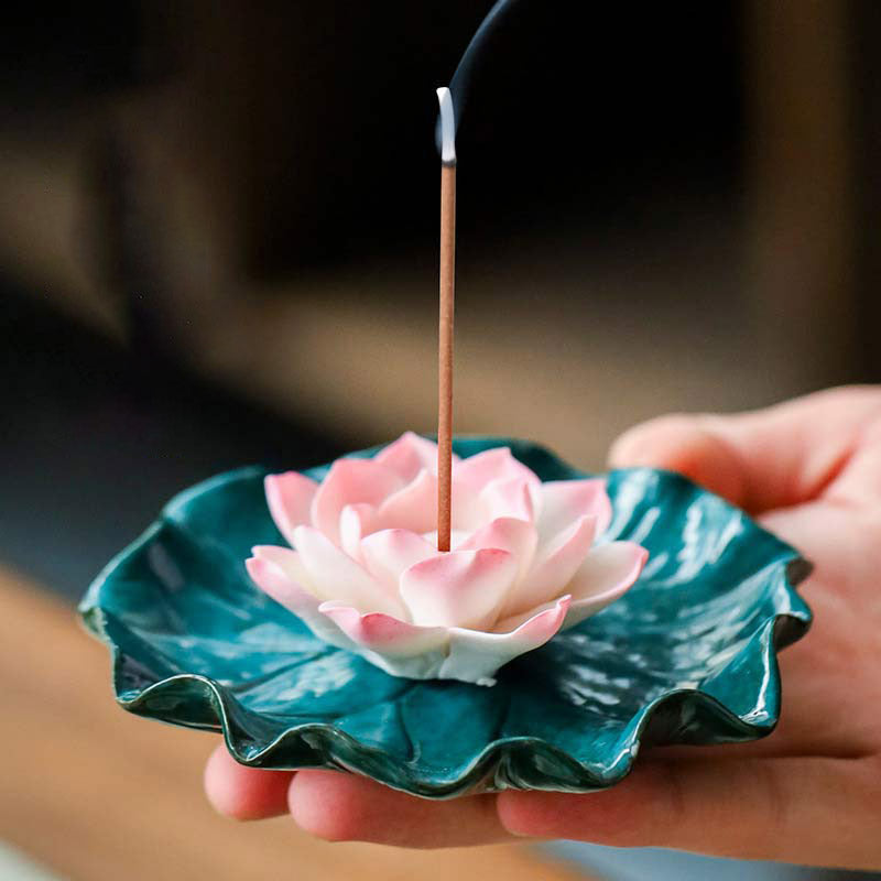 Tibetan Lotus Ceramic Incense Burner | Blessing Decor