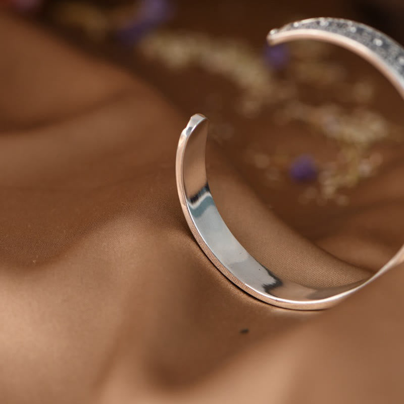 Om Mani Padme Hum 925 Sterling Silver Wisdom Cuff Bracelet