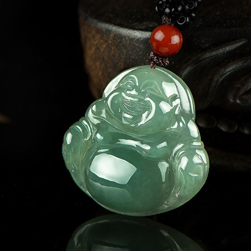 Laughing Buddha Jade Necklace Pendant | Abundance & Luck