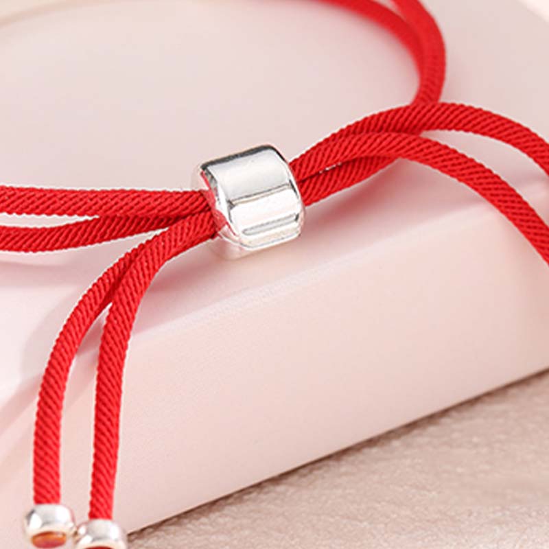 Sterling Silver Red String Layered Braid Bracelet for Luck & Protection