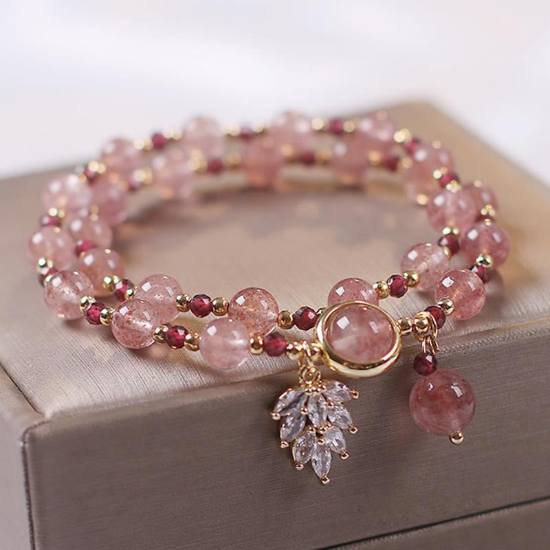 6mm Strawberry Quartz Double Wrap Love Healing Bracelet